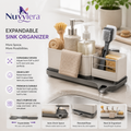 Nuvylera™ Expandable Sink Organizer – Adjustable Kitchen Countertop Storage Rack with Auto-Drain System